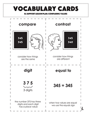 Vocabulary Cards: Comparing Values