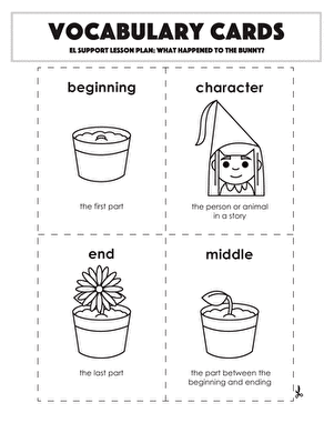 Vocabulary Cards: What Happened to the Bunny?