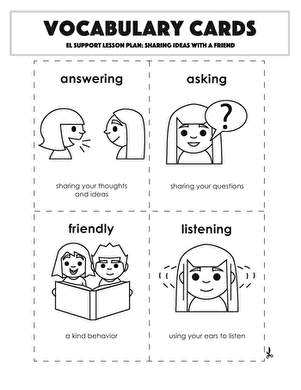 Vocabulary Cards: Sharing Ideas with a Friend