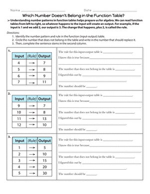 Which Number Doesn't Belong in the Function Table?