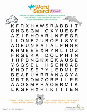 Word Search: Animals