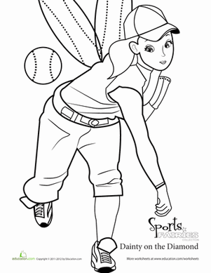 Color the Sports Fairy: Baseball