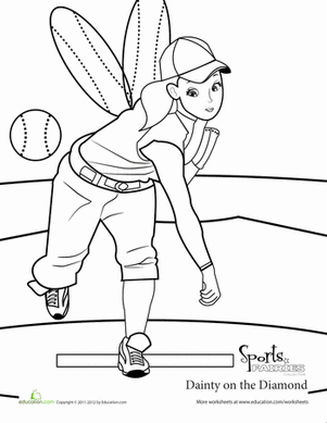 Baseball Fairy Coloring Activity