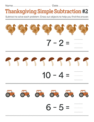 Thanksgiving Simple Subtraction #2