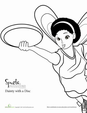 Color the Sports Fairy: Frisbee