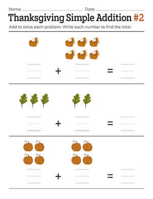 Thanksgiving Simple Addition #2