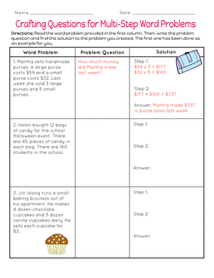 Crafting Questions for Multi-Step Word Problems