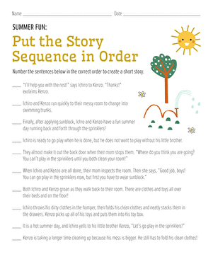 Summer Fun: Put the Story Sequence in Order