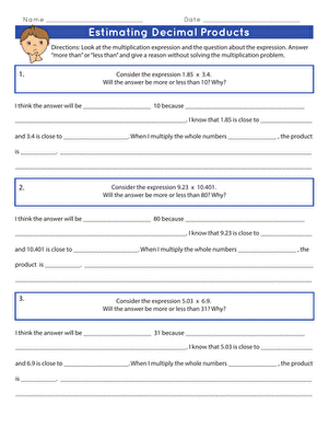 Estimating Decimal Products
