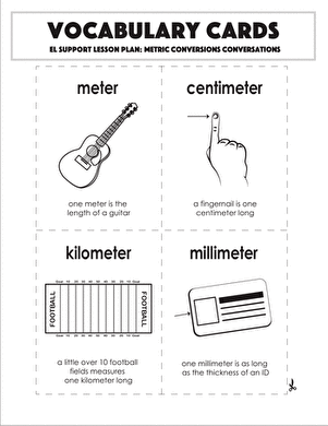 Vocabulary Cards: Metric Conversions Conversations