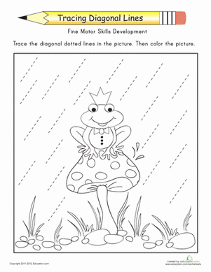 Tracing Diagonal Lines: Complete the Frog Prince