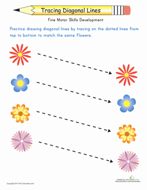 Match the Flowers: Trace the Diagonal Lines