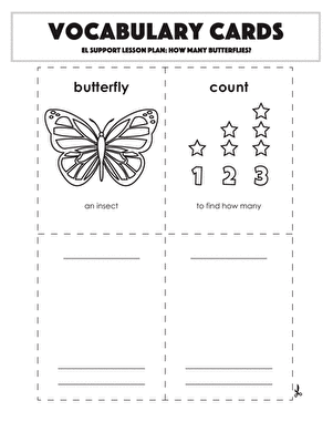 Vocabulary Cards: How Many Butterflies?