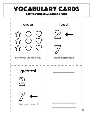 Vocabulary Cards: Order the Trains