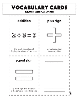 Vocabulary Cards: Lets Add!