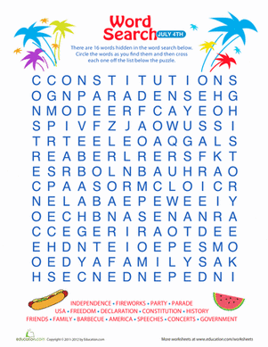 4th of July Word Search