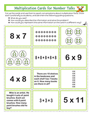 Multiplication Cards for Number Talks