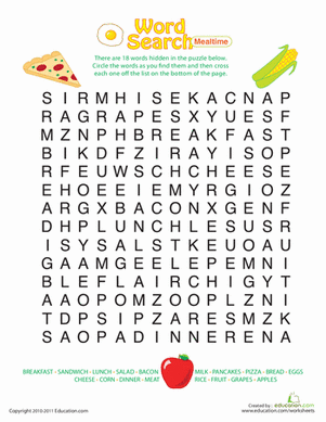 Word Search: Meal Time