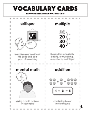 Vocabulary Cards: Multiples of 10
