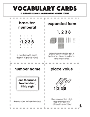 Vocabulary Cards: Exploring Number Forms