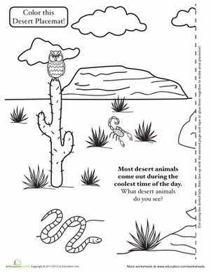 Desert Animals Activity Placemat