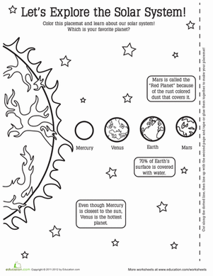 Planet Activity Placemat