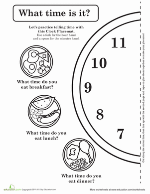Clock Activity Placemat