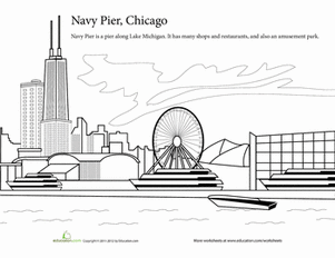 Summer Vacation Coloring: Navy Pier