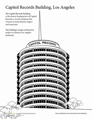 Summer Vacation Coloring: The Capitol Records Building
