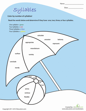 Syllable Practice Worksheet