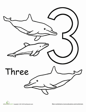 Count and Color: Three Dolphins