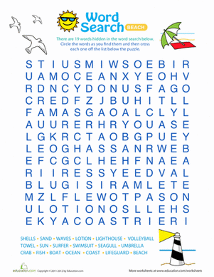 Word Search for Kids: Beach Fun