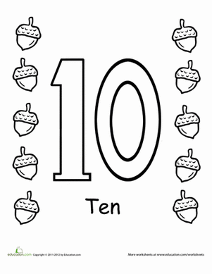 Count and Color: Ten Acorns