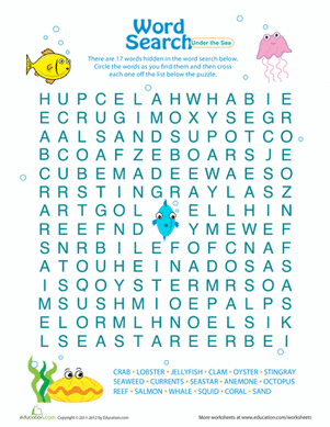 Under the Sea Word Search
