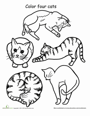 Color Four Cats