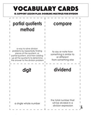 Vocabulary Cards: Doubling Multiples for Division