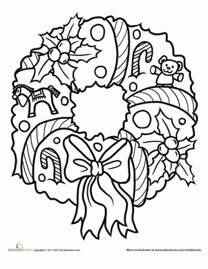 Christmas Coloring Sheet: Wreath