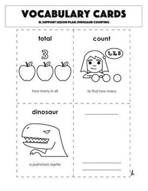 Vocabulary Cards: Dinosaur Counting