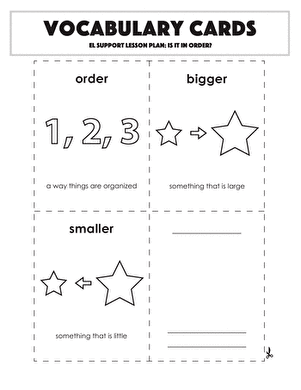 Vocabulary Cards: Is It in Order?