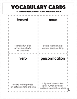Vocabulary Cards: Poetic Personification