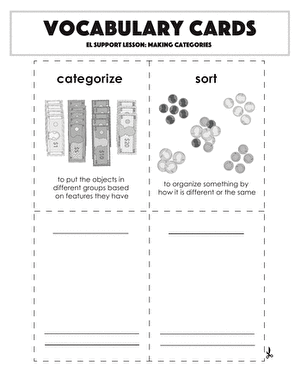 Vocabulary Cards: Making Categories