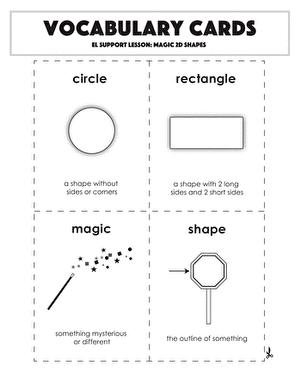 Vocabulary Cards: Magic 2D Shapes