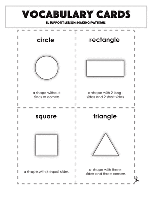 Vocabulary Cards: Making Patterns