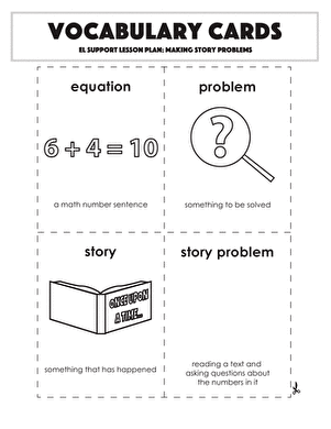 Vocabulary Cards: Making Story Problems