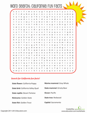 California Facts Word Search