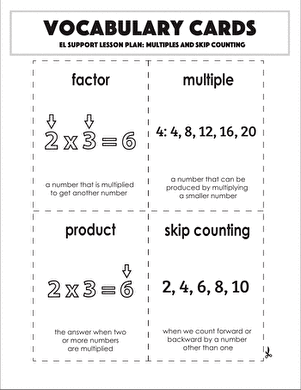 Vocabulary Cards: Multiples and Skip Counting