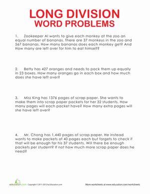 More Long Division Word Problems
