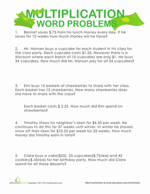 Multiplication Word Problems: Money, Money, Money!