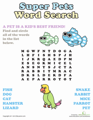 Word Search: Super Pets