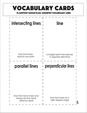 Vocabulary Cards: Geometry Vocabulary: Lines